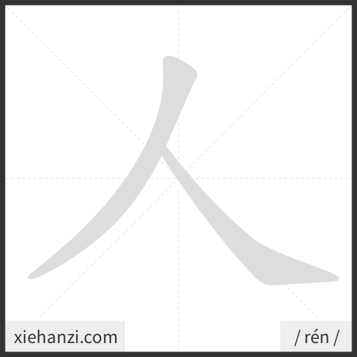 Ảnh động thứ tự nét chữ 人 - cách viết từng nét