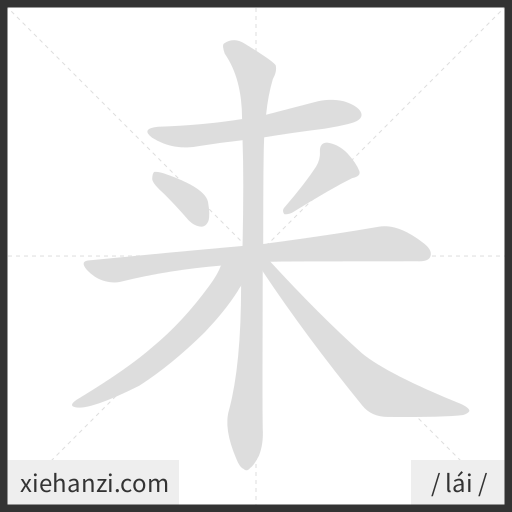 Ảnh động thứ tự nét chữ 来 - cách viết từng nét