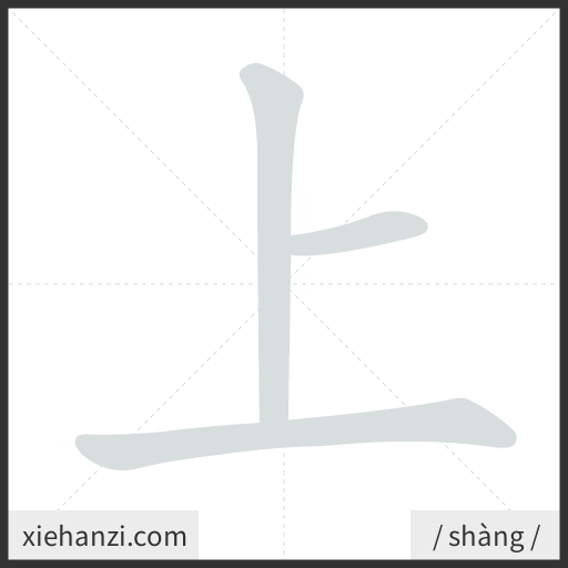 Ảnh động thứ tự nét chữ 上 - cách viết từng nét