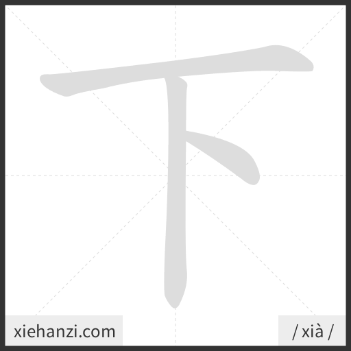 Ảnh động thứ tự nét chữ 下 - cách viết từng nét