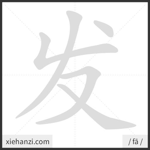 Ảnh động thứ tự nét chữ 发 - cách viết từng nét