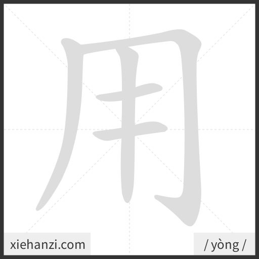Ảnh động thứ tự nét chữ 用 - cách viết từng nét