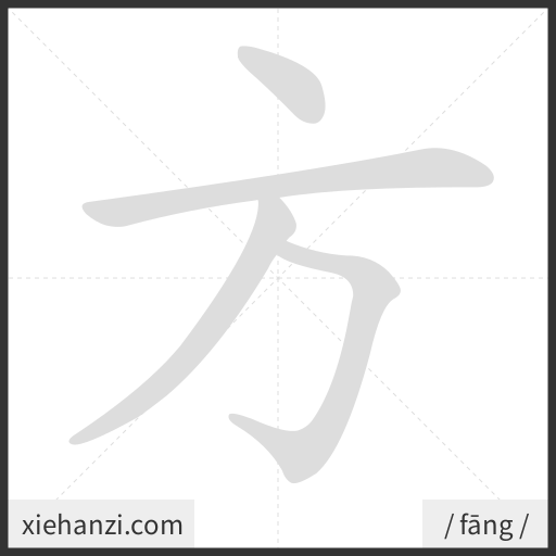 Ảnh động thứ tự nét chữ 方 - cách viết từng nét