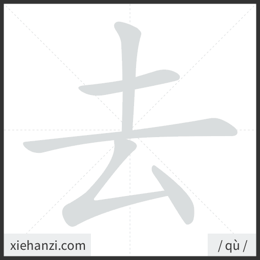 Ảnh động thứ tự nét chữ 去 - cách viết từng nét