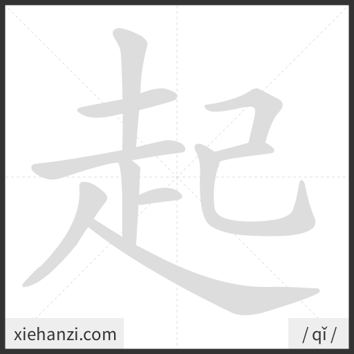 Ảnh động thứ tự nét chữ 起 - cách viết từng nét