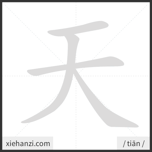 Ảnh động thứ tự nét chữ 天 - cách viết từng nét