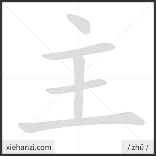 Ảnh động thứ tự nét chữ 主 - cách viết từng nét