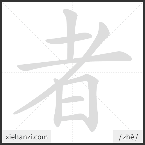 Ảnh động thứ tự nét chữ 者 - cách viết từng nét