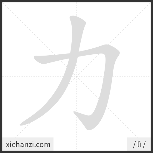 Ảnh động thứ tự nét chữ 力 - cách viết từng nét