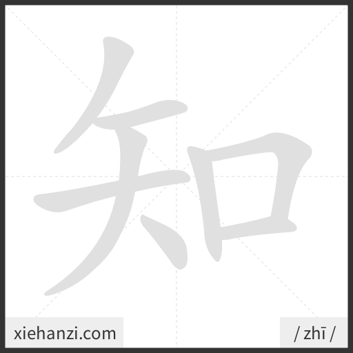 Ảnh động thứ tự nét chữ 知 - cách viết từng nét