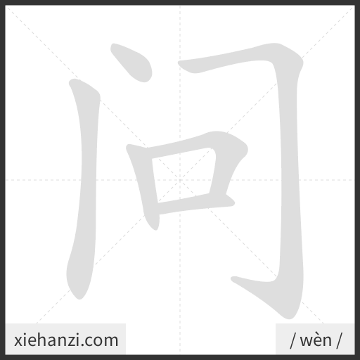 Ảnh động thứ tự nét chữ 问 - cách viết từng nét
