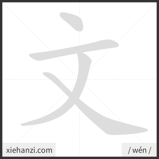 Ảnh động thứ tự nét chữ 文 - cách viết từng nét
