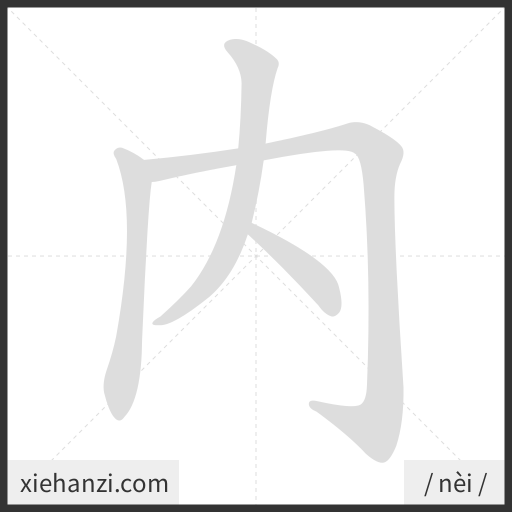 Ảnh động thứ tự nét chữ 内 - cách viết từng nét