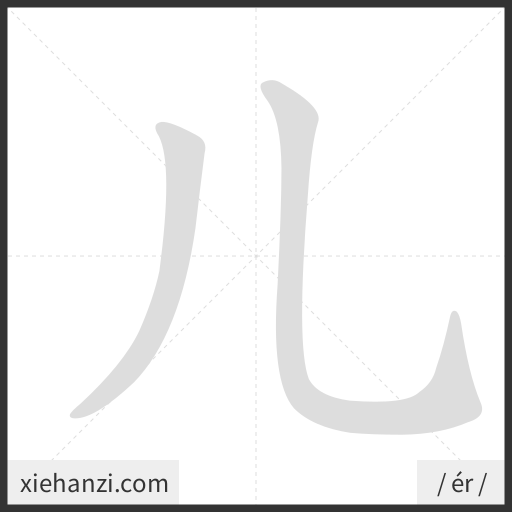 Ảnh động thứ tự nét chữ 儿 - cách viết từng nét