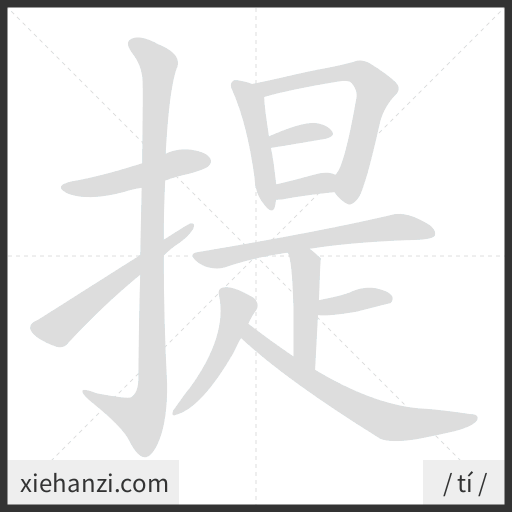 Ảnh động thứ tự nét chữ 提 - cách viết từng nét