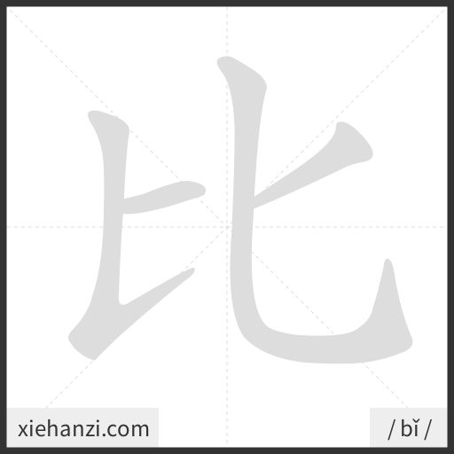 Ảnh động thứ tự nét chữ 比 - cách viết từng nét