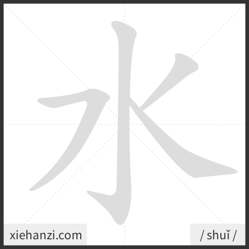 Ảnh động thứ tự nét chữ 水 - cách viết từng nét