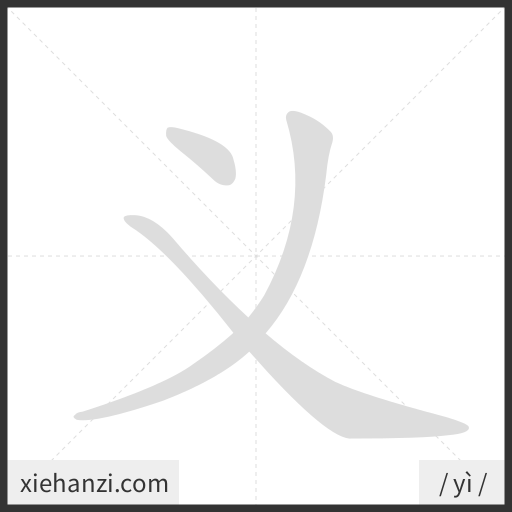 Ảnh động thứ tự nét chữ 义 - cách viết từng nét