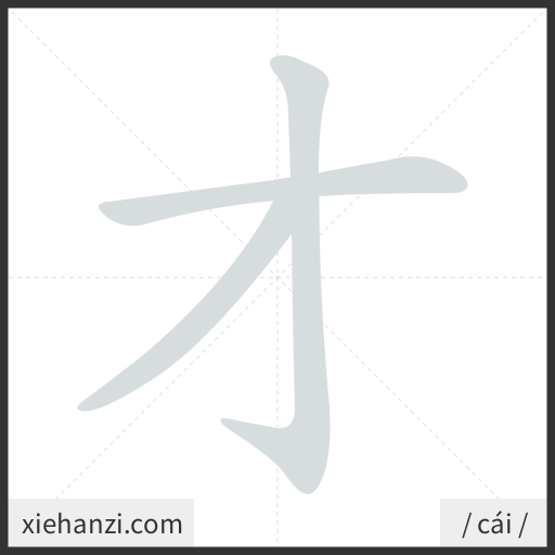 Ảnh động thứ tự nét chữ 才 - cách viết từng nét