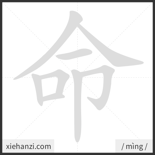 Ảnh động thứ tự nét chữ 命 - cách viết từng nét