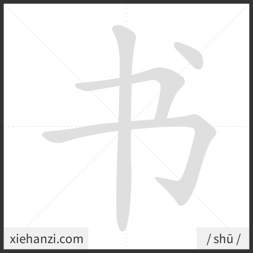 Ảnh động thứ tự nét chữ 书 - cách viết từng nét