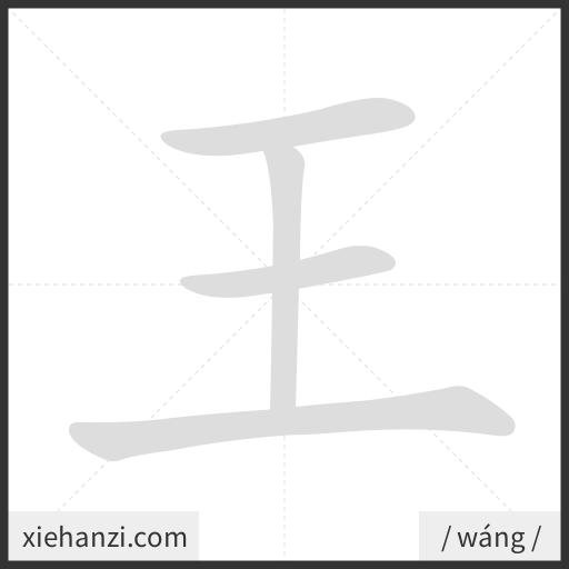 Ảnh động thứ tự nét chữ 王 - cách viết từng nét