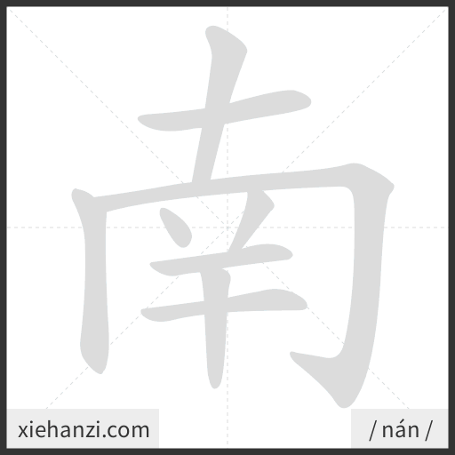 Ảnh động thứ tự nét chữ 南 - cách viết từng nét