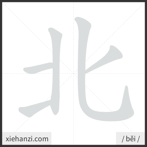 Ảnh động thứ tự nét chữ 北 - cách viết từng nét