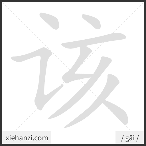 Ảnh động thứ tự nét chữ 该 - cách viết từng nét