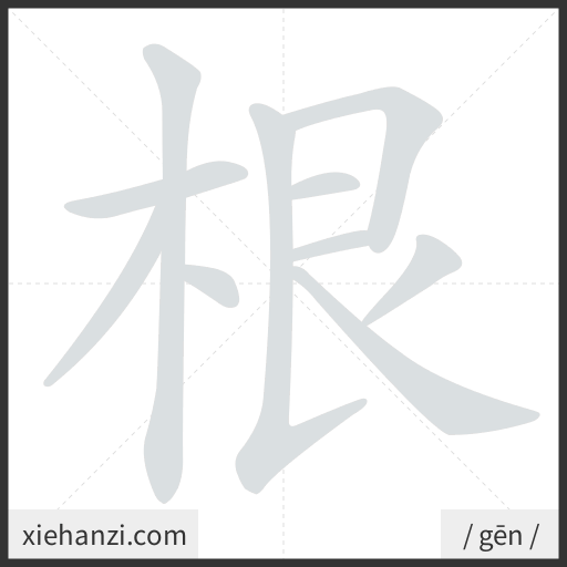 Ảnh động thứ tự nét chữ 根 - cách viết từng nét