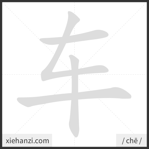 Ảnh động thứ tự nét chữ 车 - cách viết từng nét