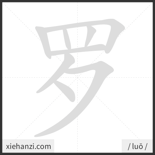 Ảnh động thứ tự nét chữ 罗 - cách viết từng nét