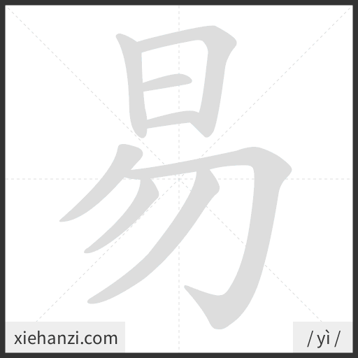 Ảnh động thứ tự nét chữ 易 - cách viết từng nét