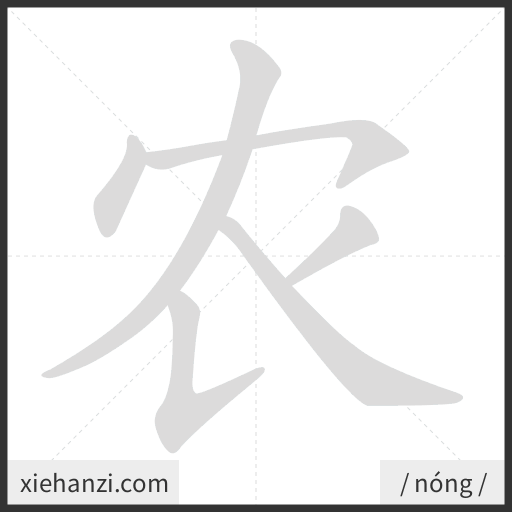 Ảnh động thứ tự nét chữ 农 - cách viết từng nét