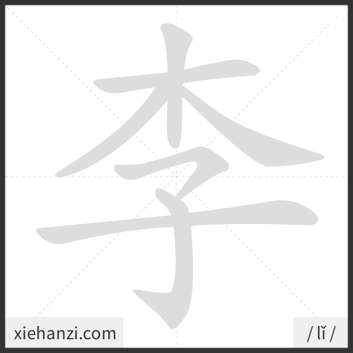 Ảnh động thứ tự nét chữ 李 - cách viết từng nét