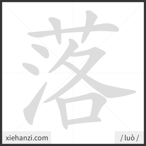 Ảnh động thứ tự nét chữ 落 - cách viết từng nét
