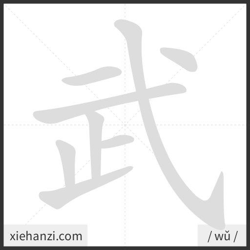 Ảnh động thứ tự nét chữ 武 - cách viết từng nét