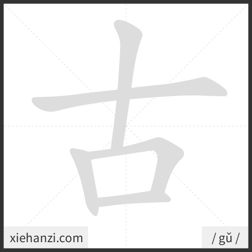 Ảnh động thứ tự nét chữ 古 - cách viết từng nét