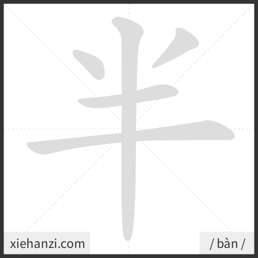 Ảnh động thứ tự nét chữ 半 - cách viết từng nét