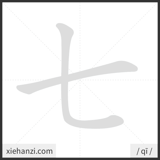 Ảnh động thứ tự nét chữ 七 - cách viết từng nét