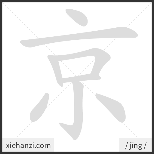 Ảnh động thứ tự nét chữ 京 - cách viết từng nét