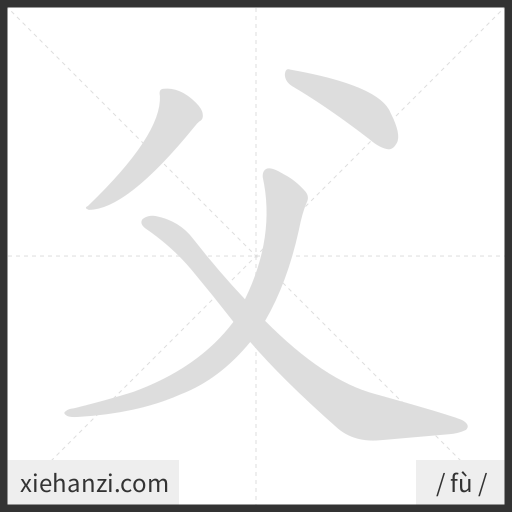 Ảnh động thứ tự nét chữ 父 - cách viết từng nét