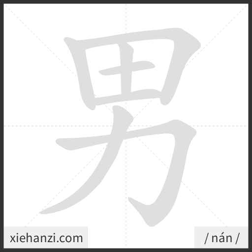 Ảnh động thứ tự nét chữ 男 - cách viết từng nét