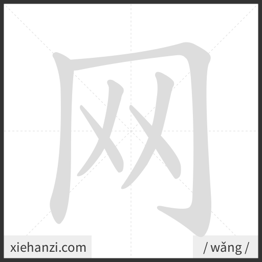 Ảnh động thứ tự nét chữ 网 - cách viết từng nét