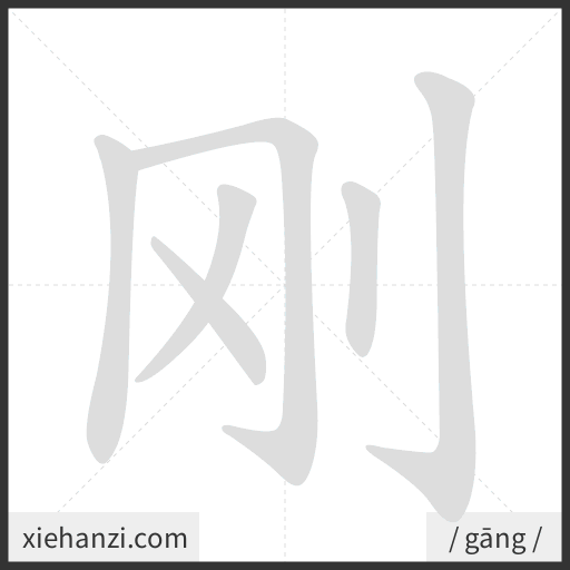 Ảnh động thứ tự nét chữ 刚 - cách viết từng nét