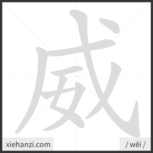 Ảnh động thứ tự nét chữ 威 - cách viết từng nét
