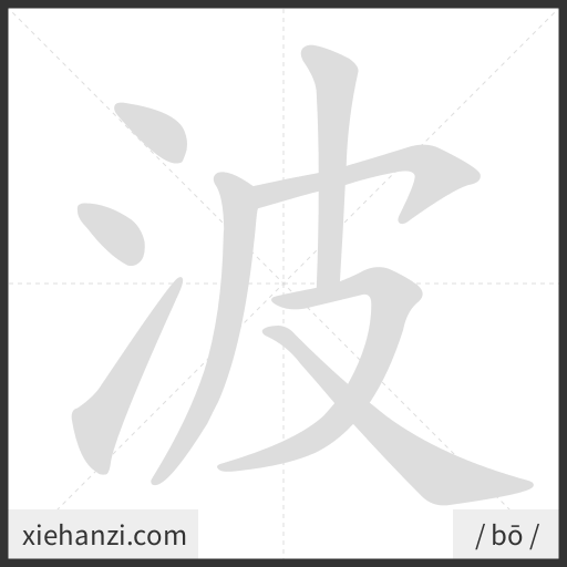 Ảnh động thứ tự nét chữ 波 - cách viết từng nét