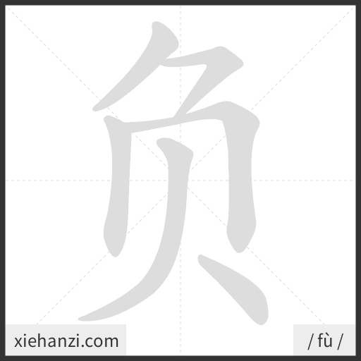 Ảnh động thứ tự nét chữ 负 - cách viết từng nét