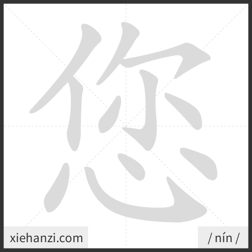 Ảnh động thứ tự nét chữ 您 - cách viết từng nét