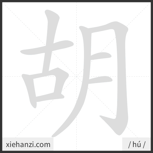 Ảnh động thứ tự nét chữ 胡 - cách viết từng nét